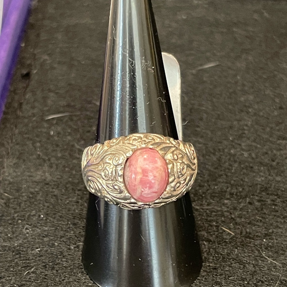 Elegant 925 Sterling Silver and Rhodochrosite Stone Ring